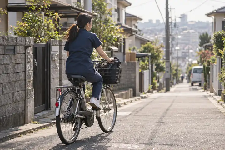 訪問に向かうところ
